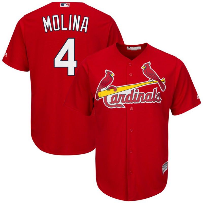Men St. Louis Cardinals #4 Molina Red Game MLB Jersey